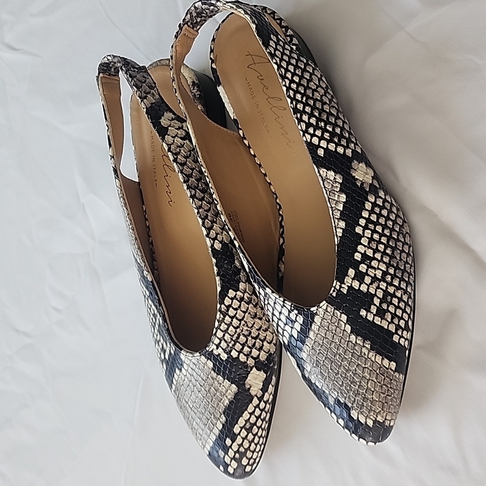 Avellini Flats | Snake Print | Slingback Shoes Sz 5.5